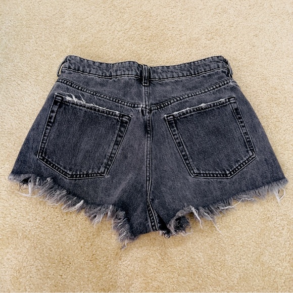 Zara High Waist Black Ripped Denim Shorts - Picture 5 of 5